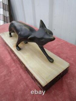 BRONZE ANIMALIER EPOQUE ART DECO RENARD EN CHASSE par MICHEL DECOUX