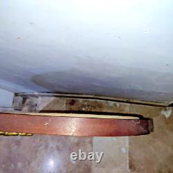 Beau miroir biseauté en bois et bronze Art Deco