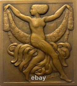 Belle Médaille bronze Art déco La danseuse de ballet semie nue Fr THENOT
