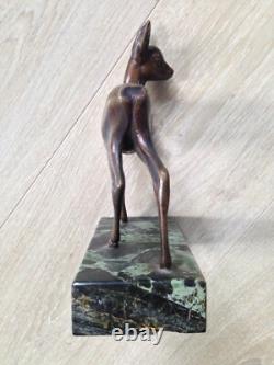 Belle biche bronze socle marbre XXème ART DECO