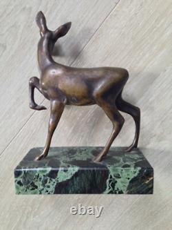 Belle biche bronze socle marbre XXème ART DECO