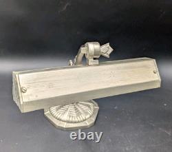 Belle lampe de piano notaire banquier art déco en bronze nickelé 1930 moderniste