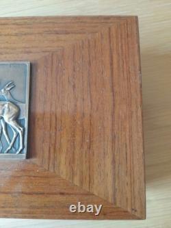 Boîte Art Déco. Plaque en bronze F. THENOT