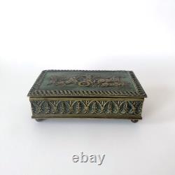 Boîte en bronze signée Max Le Verrier Art déco Bas-relief Antique 1930s