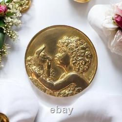 Broche ancienne en bronze La Faune à l'Antilope par François Maurice Thénot