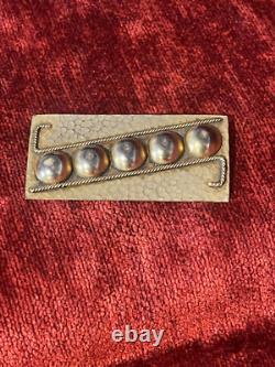 Broche bronze doré style Art Déco bijour d'artiste métal martelé design XXème