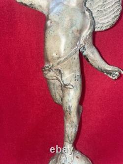 Bronze Ange Putto Ailé sur Globe Céleste Sculpture XXe Art Déco 43 cm