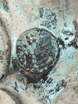 Bronze Ange Putto Ailé sur Globe Céleste Sculpture XXe Art Déco 43 cm