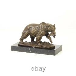 Bronze Animalier Art Deco Statue Sculpture Ours Grizzly Marbre DSSL-39