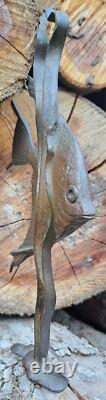 Bronze Animalier Art-déco Scalaire Poisson Patine Brune 27 Cms