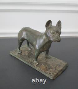Bronze Animalier Chien Bouledogue Art Deco Signe Pierre Chenet