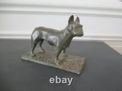 Bronze Animalier Chien Bouledogue Art Deco Signe Pierre Chenet