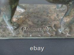 Bronze Animalier Chien Bouledogue Art Deco Signe Pierre Chenet