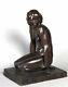 Bronze Art Déco, Marcel Bouraine 1886/1948, Nue Assis Vers 1920