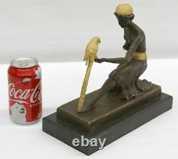 Bronze Art Déco Nouveau Grand Figurine Sculpture Danseur Marbre Base Maison Deal