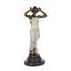 Bronze Coloré Marbre Art Deco Statue Sculpture Femme Nymphe De La Vallée Bg-25