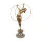 Bronze Marbre Art Deco Statue Sculpture Femme Danseuse Aux Anneaux Bj-8
