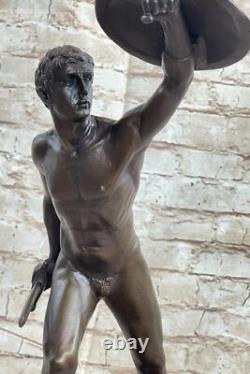 Bronze Marbre Statue Romain Militaire Guerrier Guerre Art Déco Sculpture Décor
