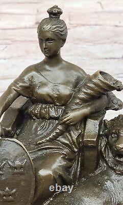 Bronze Romain Fortuna Signe de Chance Argent Sculpture Statue Art Déco Solde