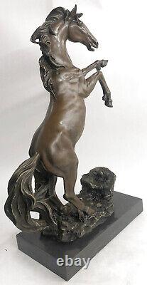 Bronze Sculpture Art Déco Classique Élevage Cheval Ouvre Fonte Figure Figurine