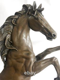 Bronze Sculpture Art Déco Classique Élevage Cheval Ouvre Fonte Figure Figurine