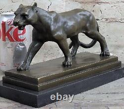 Bronze Sculpture Art Déco Noir Panthère Animal Statue Jaguar Figurine Léopard