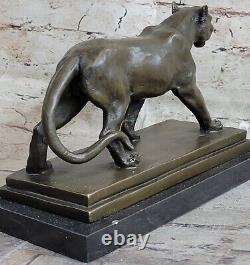 Bronze Sculpture Art Déco Noir Panthère Animal Statue Jaguar Figurine Léopard