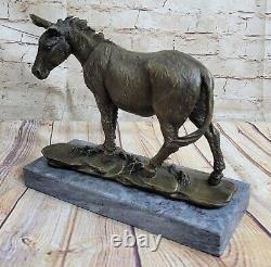 Bronze Sculpture Art Déco ne Mule Fait Détaillé Marbre Figurine Base
