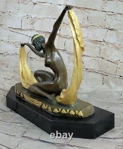 Bronze Sculpture Écharpe Danseuse Art Déco Statue Fonte Chair Solde