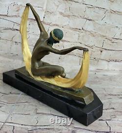 Bronze Sculpture Écharpe Danseuse Art Déco Statue Fonte Chair Solde