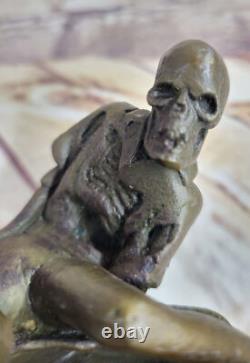 Bronze Sculpture Statue Art Déco Nu Nymphe Avec Squelette Figurine Solde Ouvre