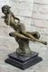 Bronze Signée Art Déco Rare Rugissant C. 1920s Nu Femme Sculpture Statue Cadeau