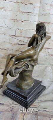 Bronze Signée Art Déco Rare Rugissant C. 1920S Nu Femme Sculpture Statue Cadeau