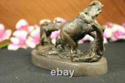 Bronze Trois Éléphants Marche Statue Sculpture Deco Animal Figurine Art Décor