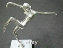 Bronze ancien Art Déco argenté femme sensuelle nue danseuse femme