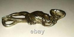 Bronze animalier argenté Grenouille Estampillé Musée des Arts Décoratifs 8,5cm