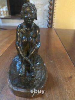 Bronze art déco jeune paysanne hollandaise nue 1920/1930
