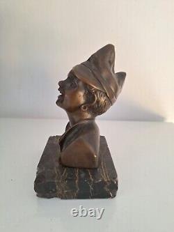 Bronze art déco sculpture buste 1920. Figurine art deco bronze statue miniature