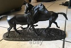 Bronze l'accolade chevaux de Irénée ROCHARD 1930 art deco