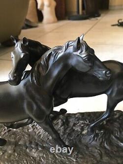 Bronze l'accolade chevaux de Irénée ROCHARD 1930 art deco