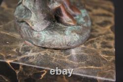 Buste De La Jeune Fille Triste Sculpture En Bronze Et Marbre Art Déco Figurine