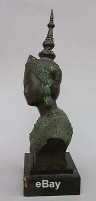 Buste en bronze danseuse cambodgienne Indochine Vietnam Asie Cambodge Art Déco