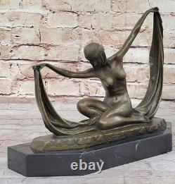C. MIRVAL Statue En Bronze Art Déco Danseuse Sculpture Figurine Nue En Marbre C. MIRVAL Statue En Bronze Art Déco Danseuse Sculpture Figurine Nue En Marbre