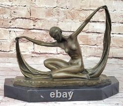 C. MIRVAL Statue En Bronze Art Déco Danseuse Sculpture Figurine Nue En Marbre C. MIRVAL Statue En Bronze Art Déco Danseuse Sculpture Figurine Nue En Marbre