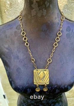 COLLIER de MICHEL BUFFET EN BRONZE ART DÉCO ETHNIQUE VINTAGE N°7ABC