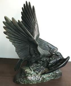 COMBAT D'AIGLES signé RICHÉ sculpture Bronze art déco antique vintage