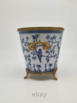 Cache-pot porcelaine & bronze neuf disponible
