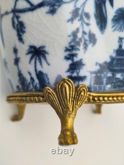 Cache-pot porcelaine & bronze neuf disponible