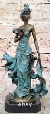Captivant Art Déco / Nouveau 100% Bronze Charleston Danseuse Figurine, Cire Metho