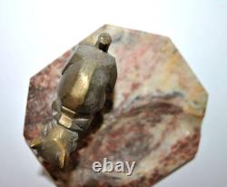 Cendrier Art Déco Sculpture Chat en Bronze sur marbre années 1920